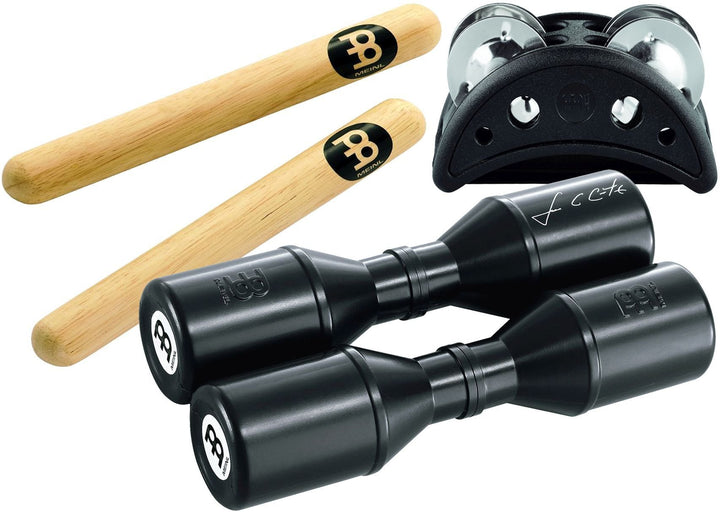 Meinl Percussion PP-1 3-teilig Starter Pack inkl. kompakte CFJS2S-BK Fusstambourine, SH4BK Luis Cont