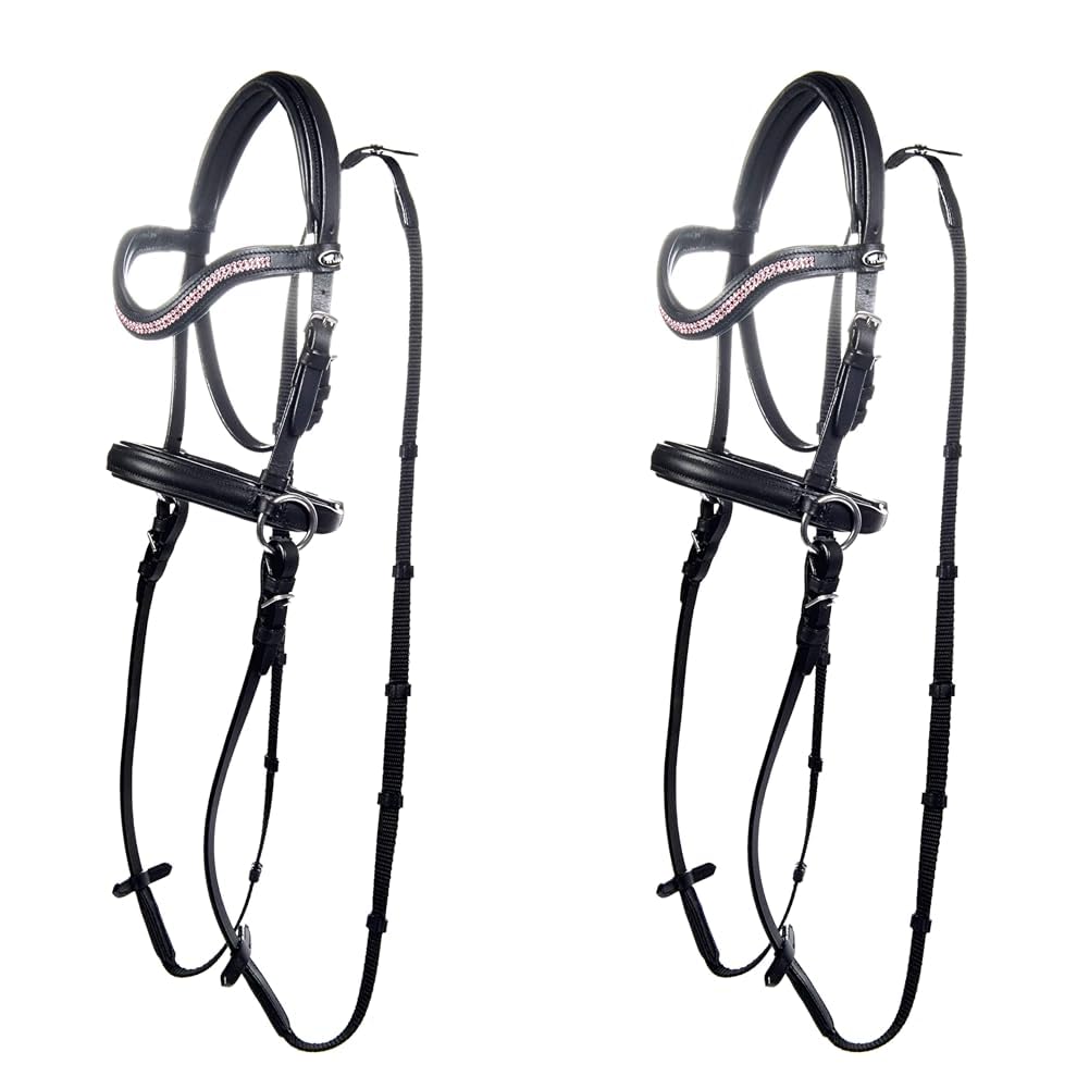 HKM Trensenzaum Gebisslos Funny Horses schwarz/pink Shetty (Packung mit 2) Shetty (Packung mit 2) Si
