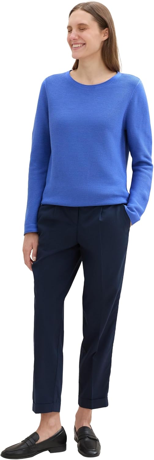TOM TAILOR Damen Basic Strickpullover aus Bio-Baumwolle S 10619 - Preppy Jean Blue, S 10619 - Preppy