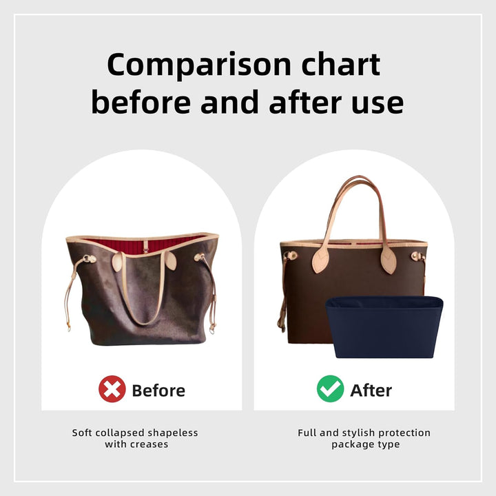 DGAZ Taschen Organizer Einsatz, Seide Innentasche für Neverfull PM/MM/GM, Leicht Taschenorganizer Sh