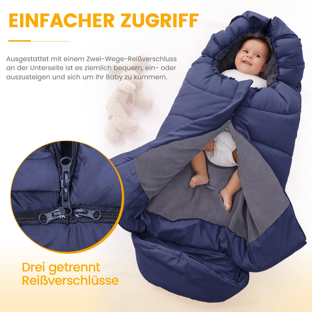 Orzbow Winter Fusssack für Kinderwagen,Baby Fusssack für Buggy mit Kapuze mit Kordelzug,Warmes Polar