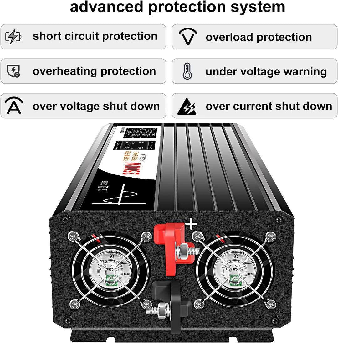 XIJIA LCD-display Wechselrichter 24V reine Sinuswelle zu AC 230V 50Hz LCD-Anzeige Solarenergiekonver