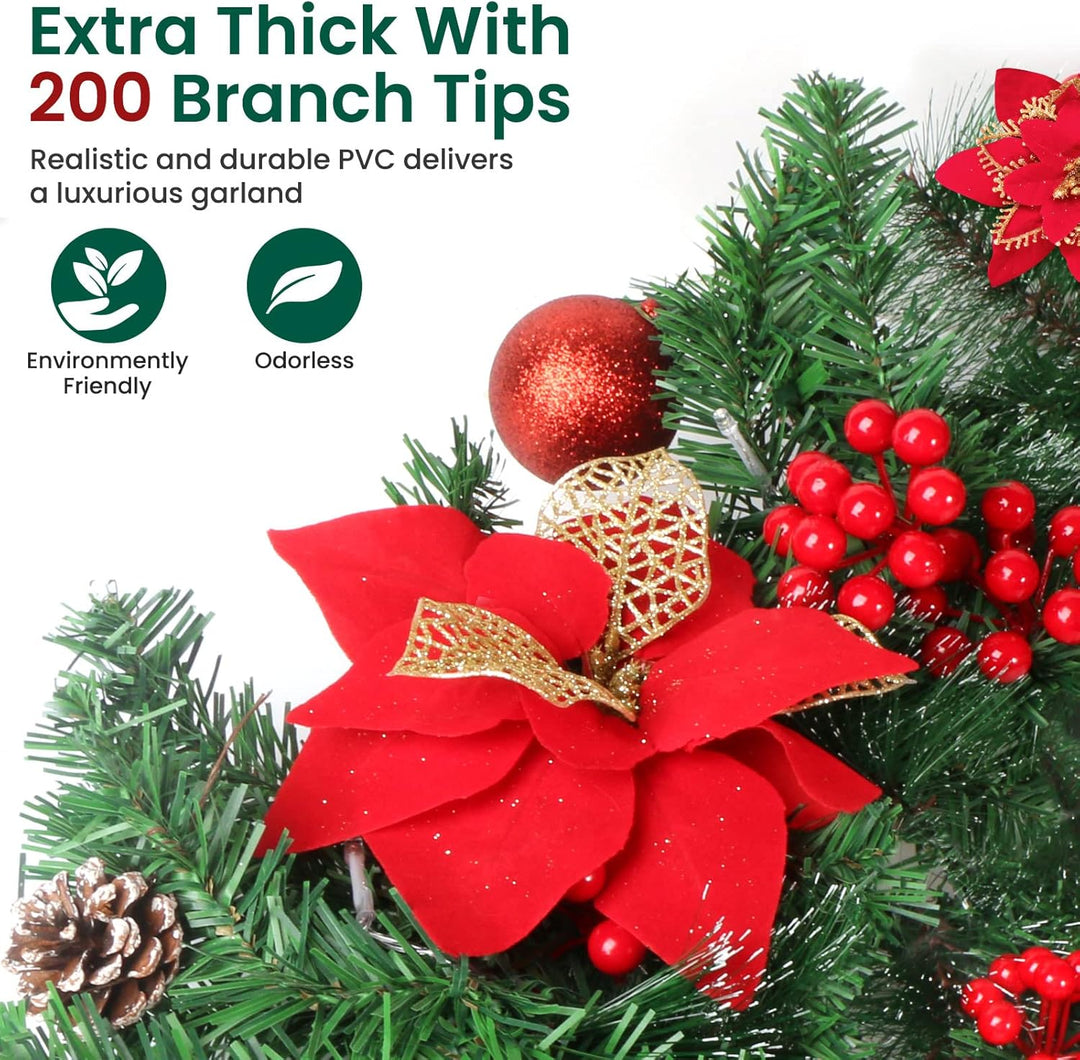Weihnachtsgirlande mit Beleuchtung, 270CM Girlande Weihnachten weihnachtsdeko tannengirlande Künstli