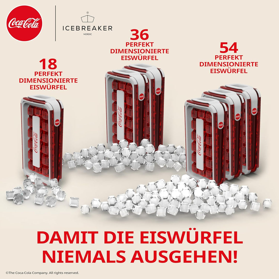 ICEBREAKER Nordic POP 2.0 Eiswürfelform mit Deckel im Coca-Cola® Design – Auslaufsichere Eiswürfelfo