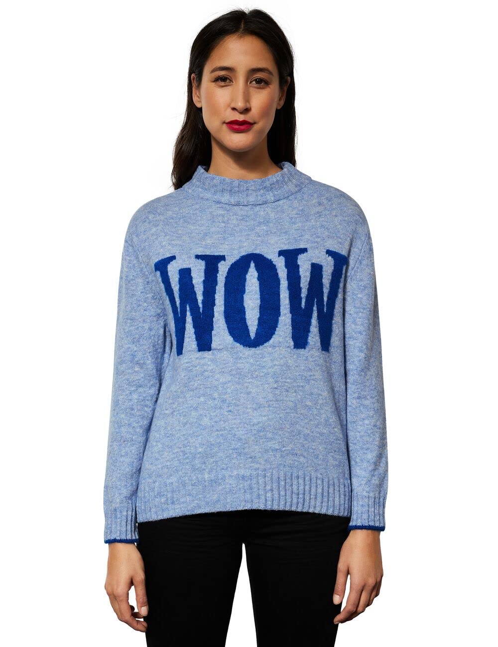 Street One Damen Strickpullover 38 Shiny Blue Melange, 38 Shiny Blue Melange