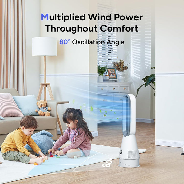 Turmventilator & Heizlüfter (25 Zoll) – 3-in-1, HEPA-Filter, 80° Oszillation, 8 Stufen, 9H Timer & F