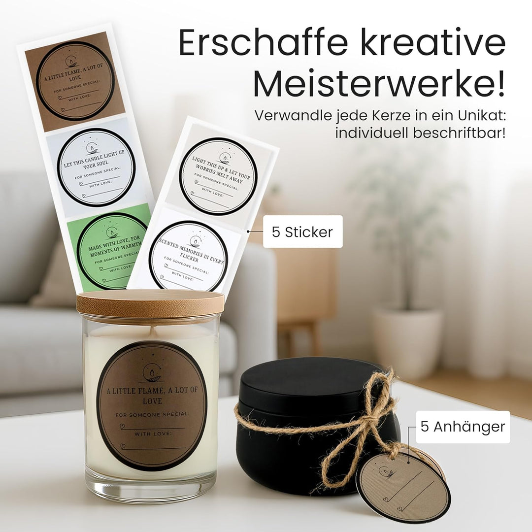 Kerzen selber machen Set – DIY Kerzen Giessset & Kerzenherstellung Bastelset mit Silikonformen, Soja