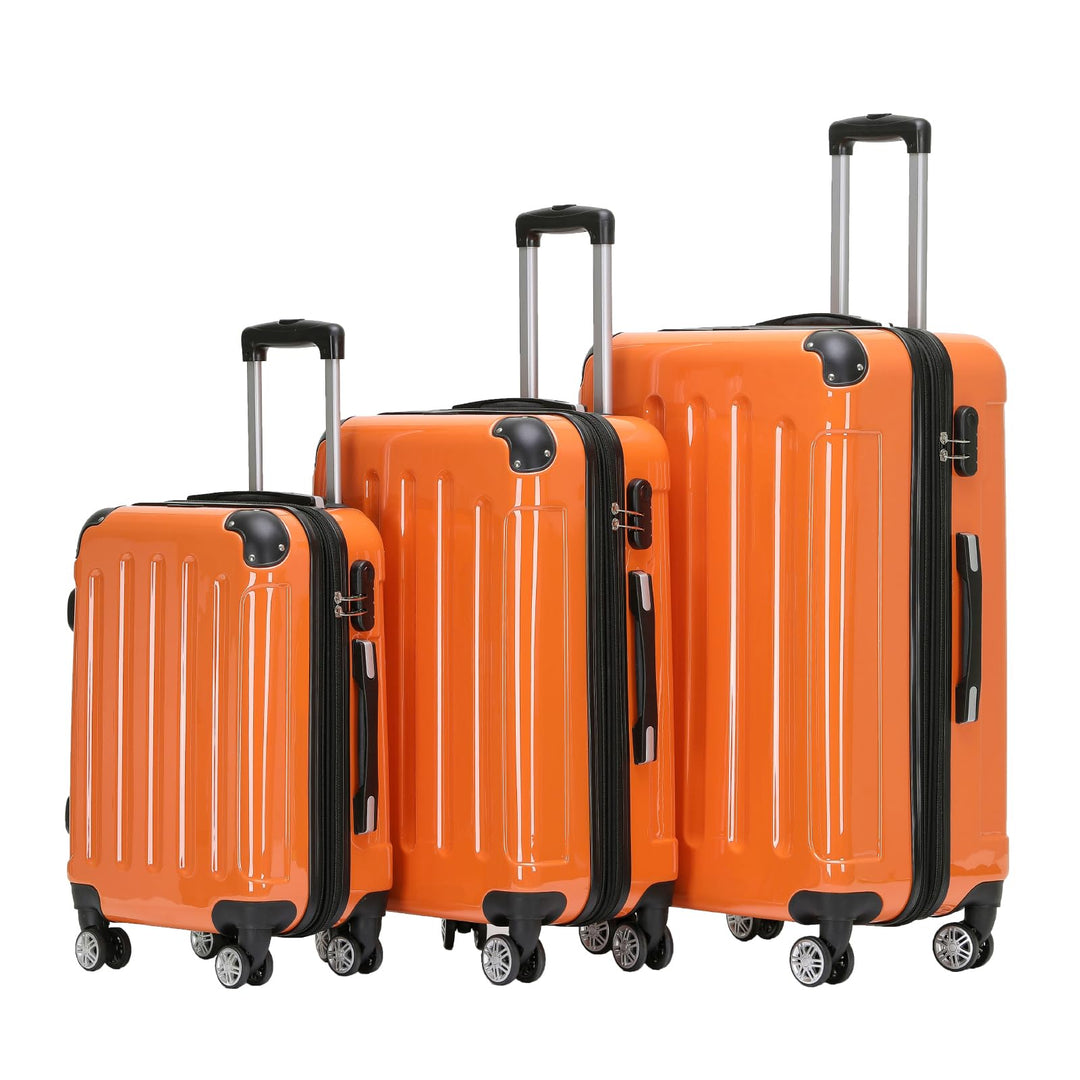 BEIBYE Hartschalen Koffer Trolley Rollkoffer Reisekoffer 4 Zwillingsrollen Polycabonat (Orangen, Kof
