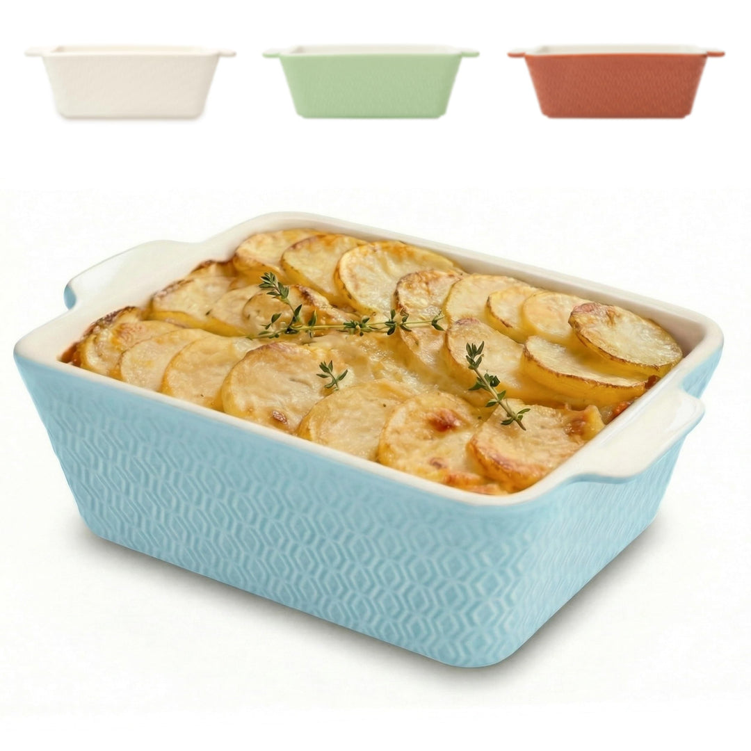 Auflaufform aus Keramik für 2 Personen - Für Lasagne, Tiramisu & Auflauf - Extra Hoher Rand - Eckig
