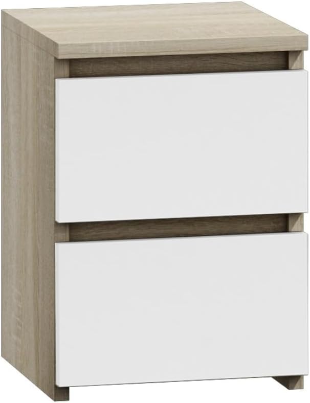 VBChome Nachttisch 30 x 30 x 40 cm Eiche Sonoma Mix Nachttisch mit 2 Schubladen für das Schlafzimmer