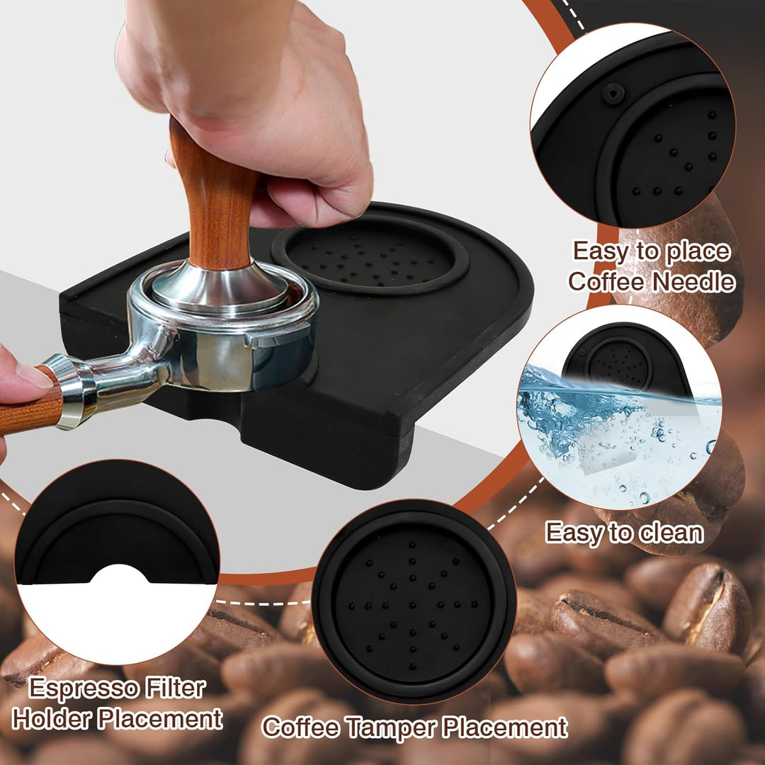 Abklopfbehälter für Siebträger und Kaffee Tamper Matte Silikon mit Reinigungsbürste Knock Box Espres