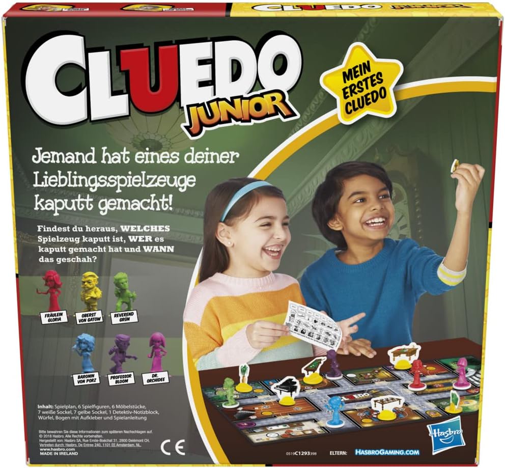 Hasbro Gaming Cluedo Junior Brettspiel für Kinder ab 5 Jahren, Das Rätsel um das zerbrochene Spielze