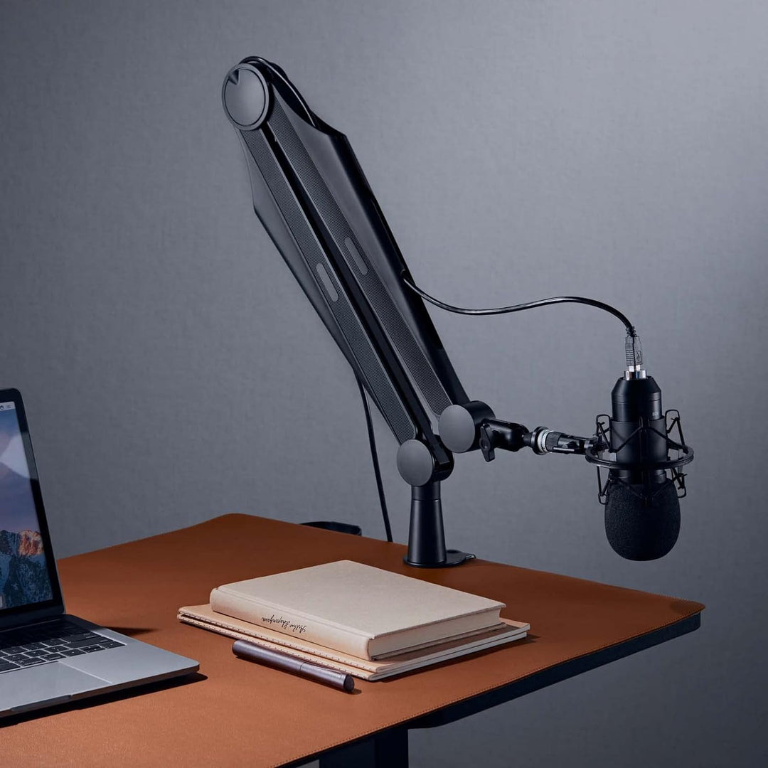 Toboli Mikrofonarm 80cm Gelenkarm Tischhalterung für 3/8" und 5/8" Mikrofone für Studio und Zuhause