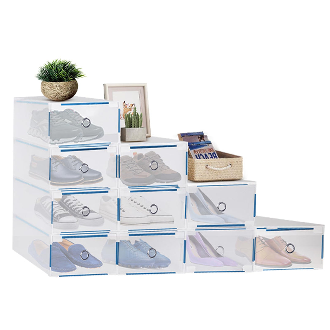 10Stück Set Schuhboxen Schuhkasten Schuhkarton Schuhaufbewahrung Aufbewahrungsbox mit Deckel Transpa