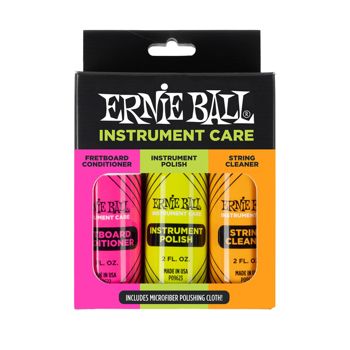 Ernie Ball Instrumentenpflege 3er-Pack mit Mikrofasertuch Gitarrenpflegeset, Gitarrenpflegeset
