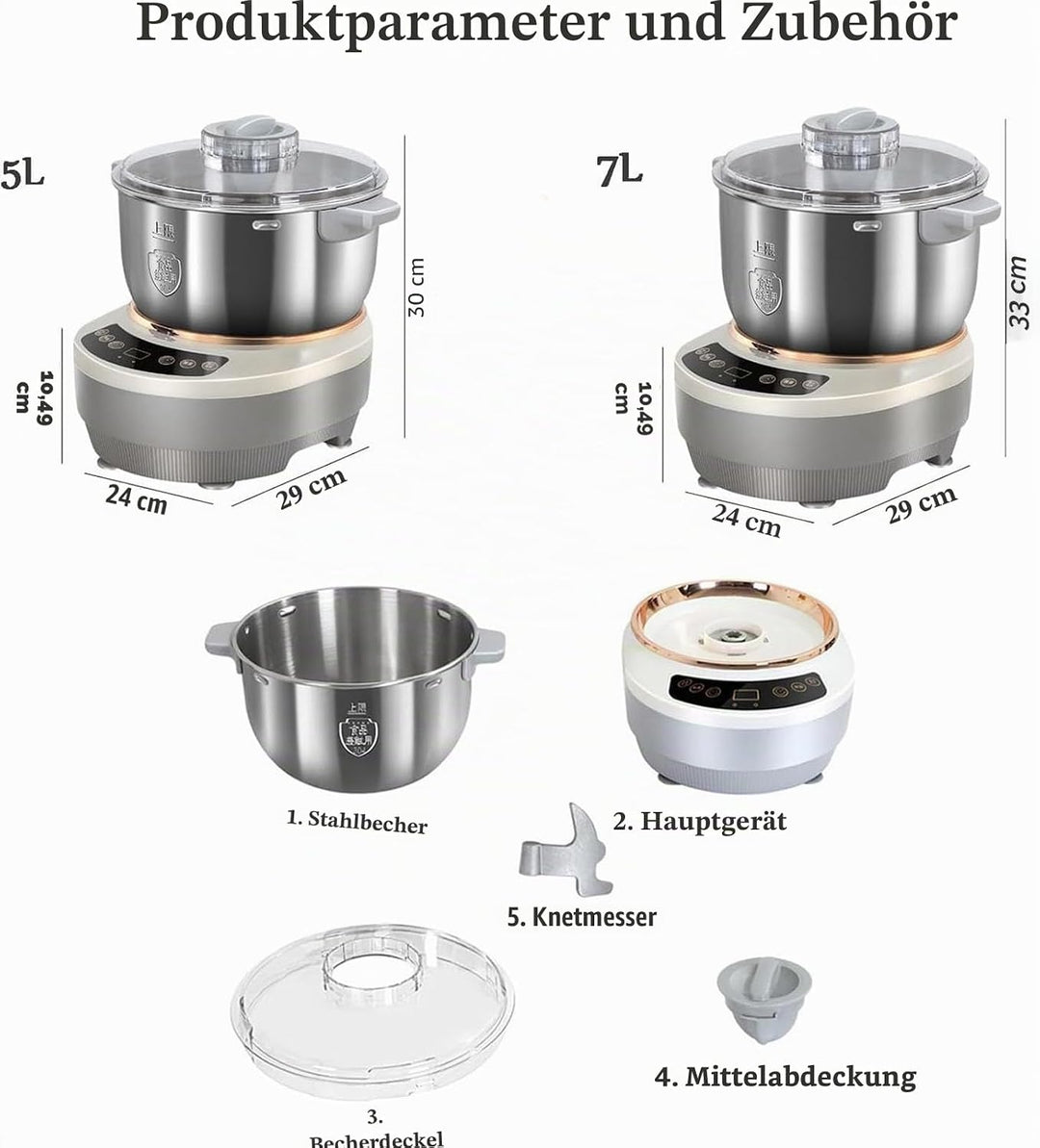 Teigmaschine mit Fermentfunktion, professioneller Edelstahl-Maker mit Timing, geteiltes Design, Teig