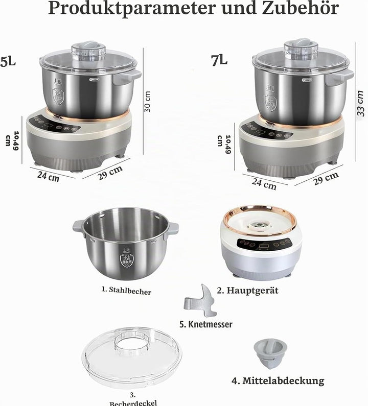 Teigmaschine mit Fermentfunktion, professioneller Edelstahl-Maker mit Timing, geteiltes Design, Teig