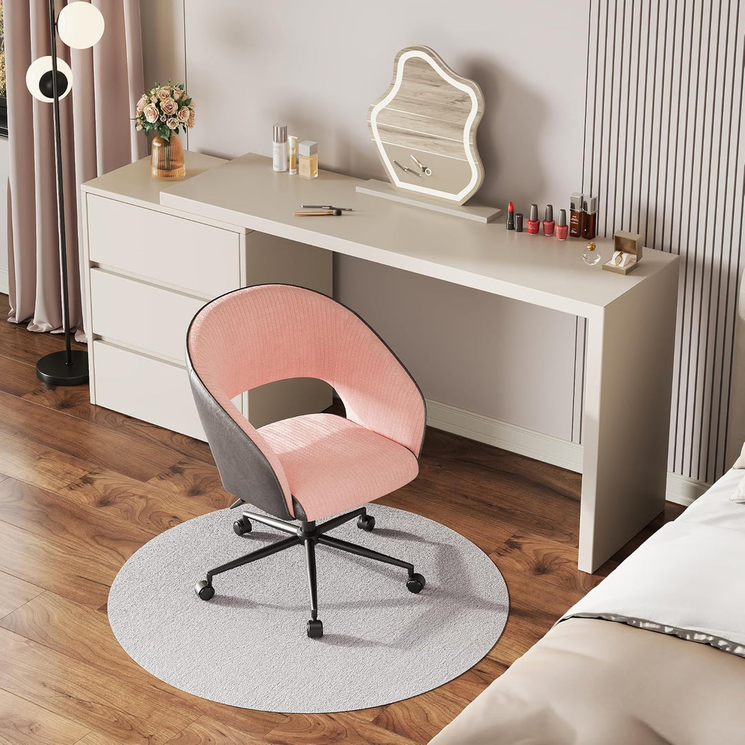 DEVAISE Homeoffice Stuhl, Schminkstuhl, Schreibtischstuhl, höhenverstellbar Drehstuhl, Cordstoff und
