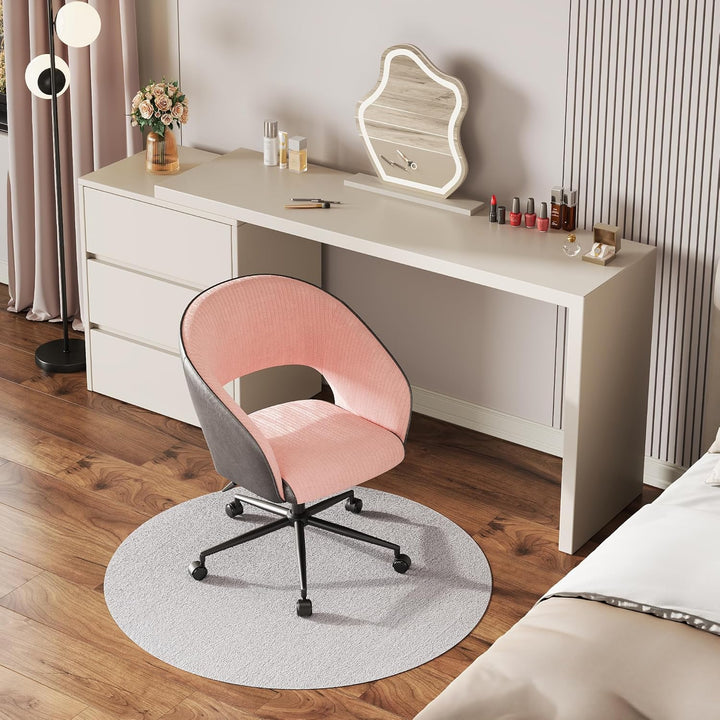DEVAISE Homeoffice Stuhl, Schminkstuhl, Schreibtischstuhl, höhenverstellbar Drehstuhl, Cordstoff und