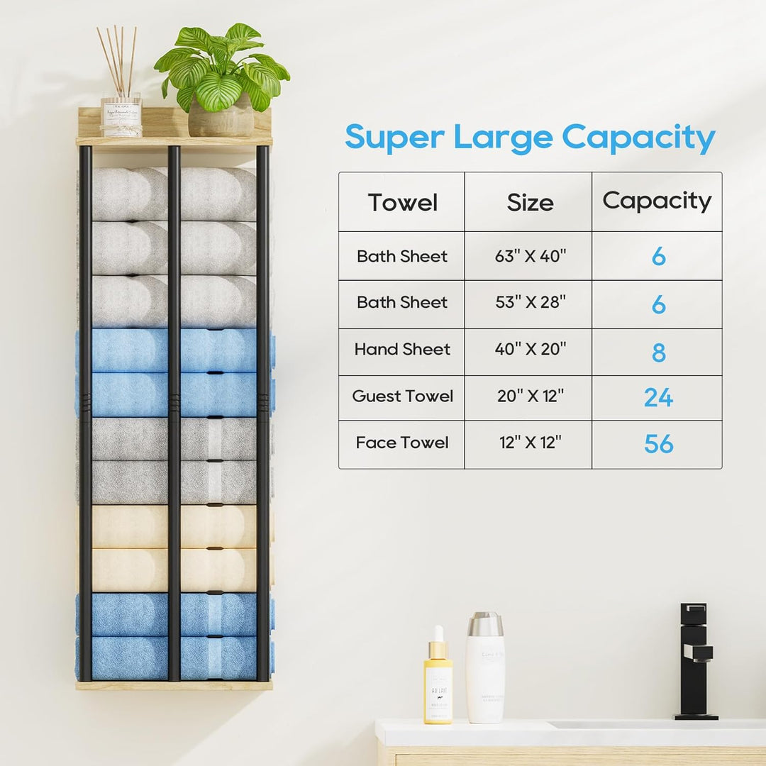 Handtuchhalter Wand – Grosse Kapazität Badezimmer Organizer – Ideal für gerollte Handtücher & Handtu