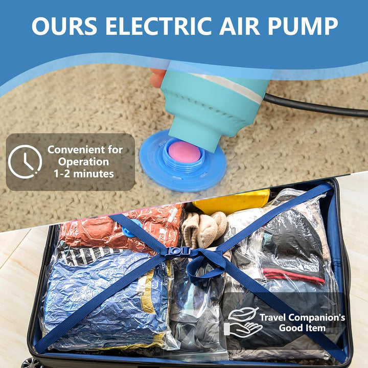Vakuumbeutel mit Elektrische Pumpe, 10 Stück Vakuumbeutel Kleidung (3*40*60cm, 3*60*80cm, 3*80*100cm