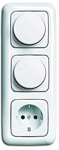 LED Dimmer Set BUSCH JÄGER, 2 x LED-Drehdimmer -alpinweiss- -Reflex SI- 6523-U 102 (6523 U-102) 3 fa
