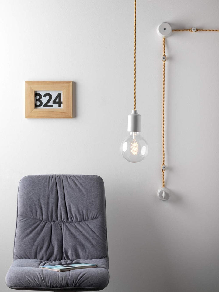 Unel BELLE ÉPOQUE Steckdose im Vintage-Stil mit Textilkabel aus hochwertigem handgefertigtem Porzell