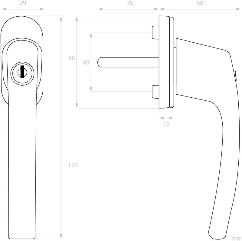 kwmobile Fenstergriff Aluminium abschliessbar 8X - Kindersicherung Fenstersicherung mit Schloss in S