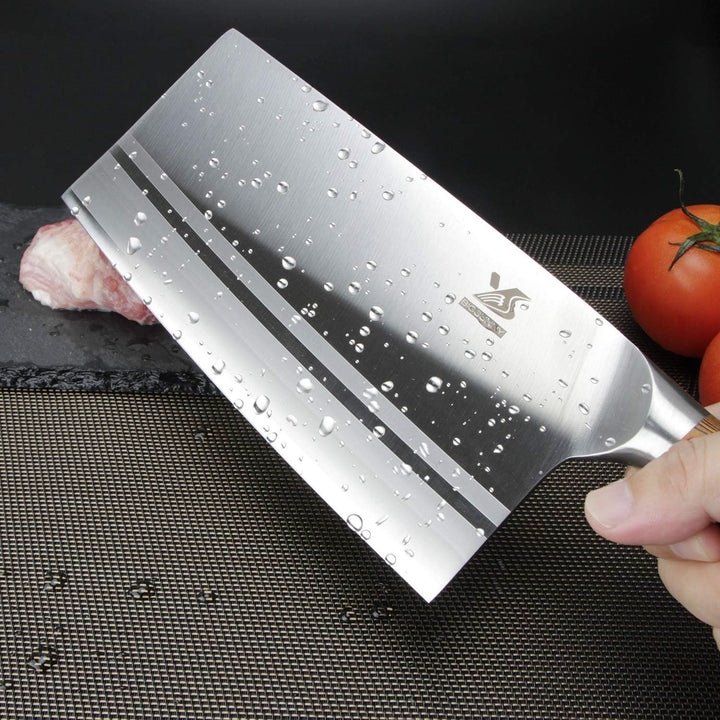 MSY BIGSUNNY Hackmesser Chinesisches Kochmesser, Klingenlänge 20,5cm, Grosses Klingenblatt, Kohlenst
