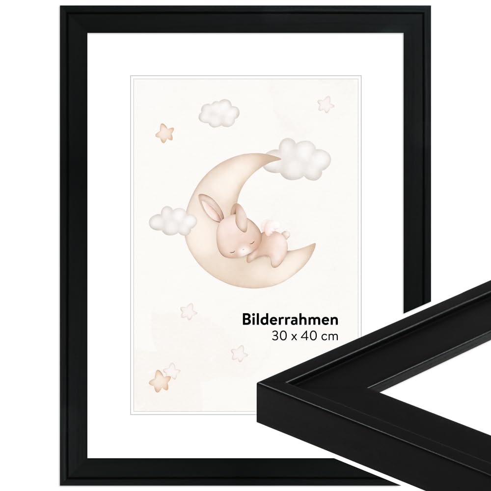 WANDStyle Bilderrahmen KLASSISCH 30x42 I Farbe: Schwarz I Holzbilderrahmen I Bilderrahmen Modern I M