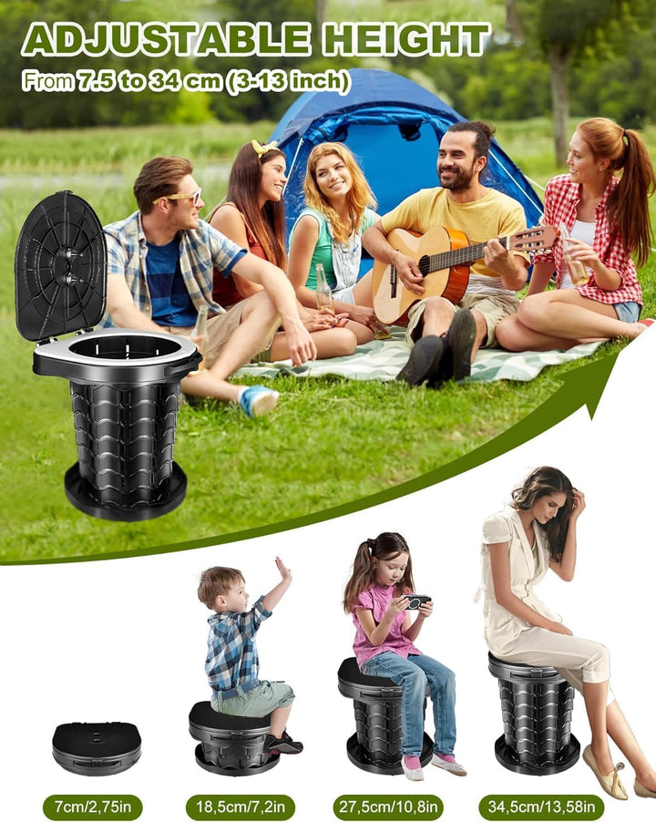Campingtoilette Faltbar mit Toilettenbeutel, Campingklo mit Deckel, Mobile Toilette Höhe 34cm, Tragb