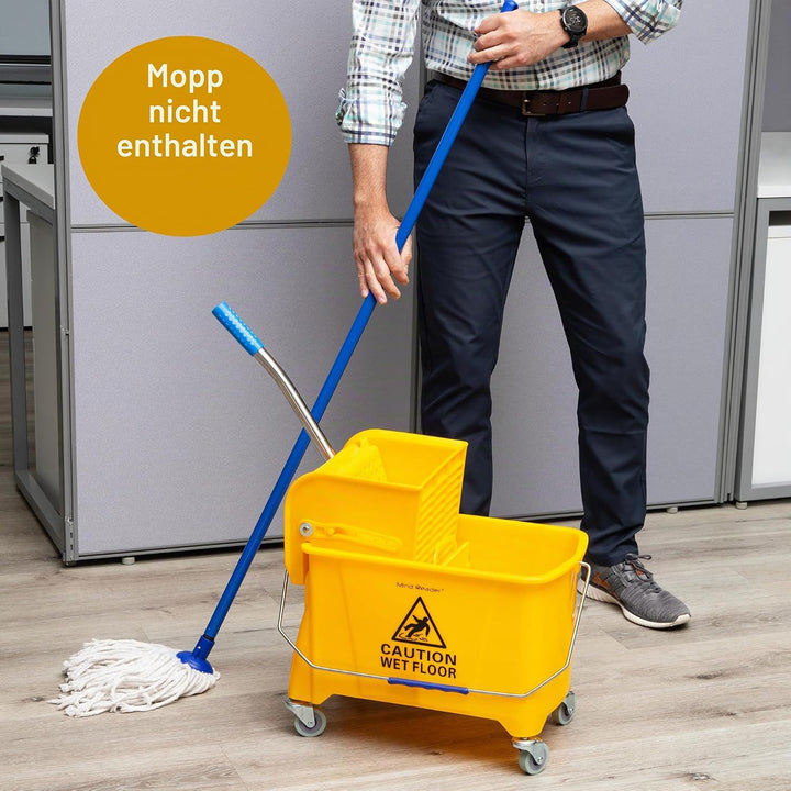 Mind Reader Mobile Heavy Duty Mop Bucket with Upward Press Wringer, 22-Quart Capacity, 16.25"L x 10.