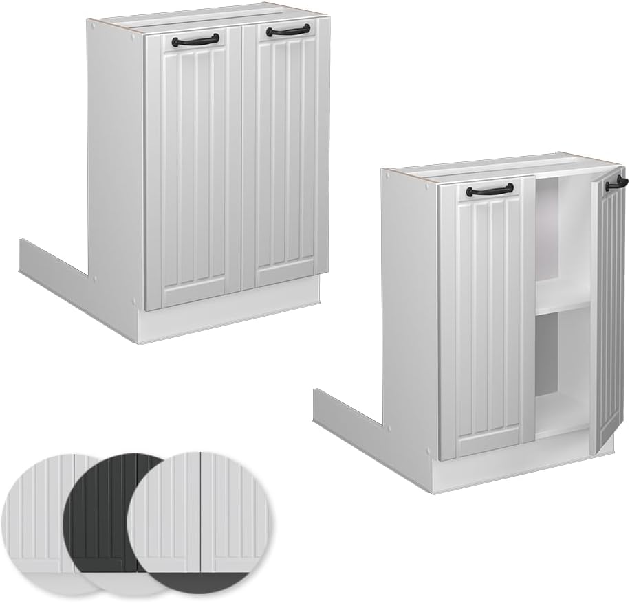Vicco Kücheninsel Fame-Line, Weiss Landhaus/Weiss, 60 cm ohne Arbeitsplatte Weiss Landhaus Regalinse
