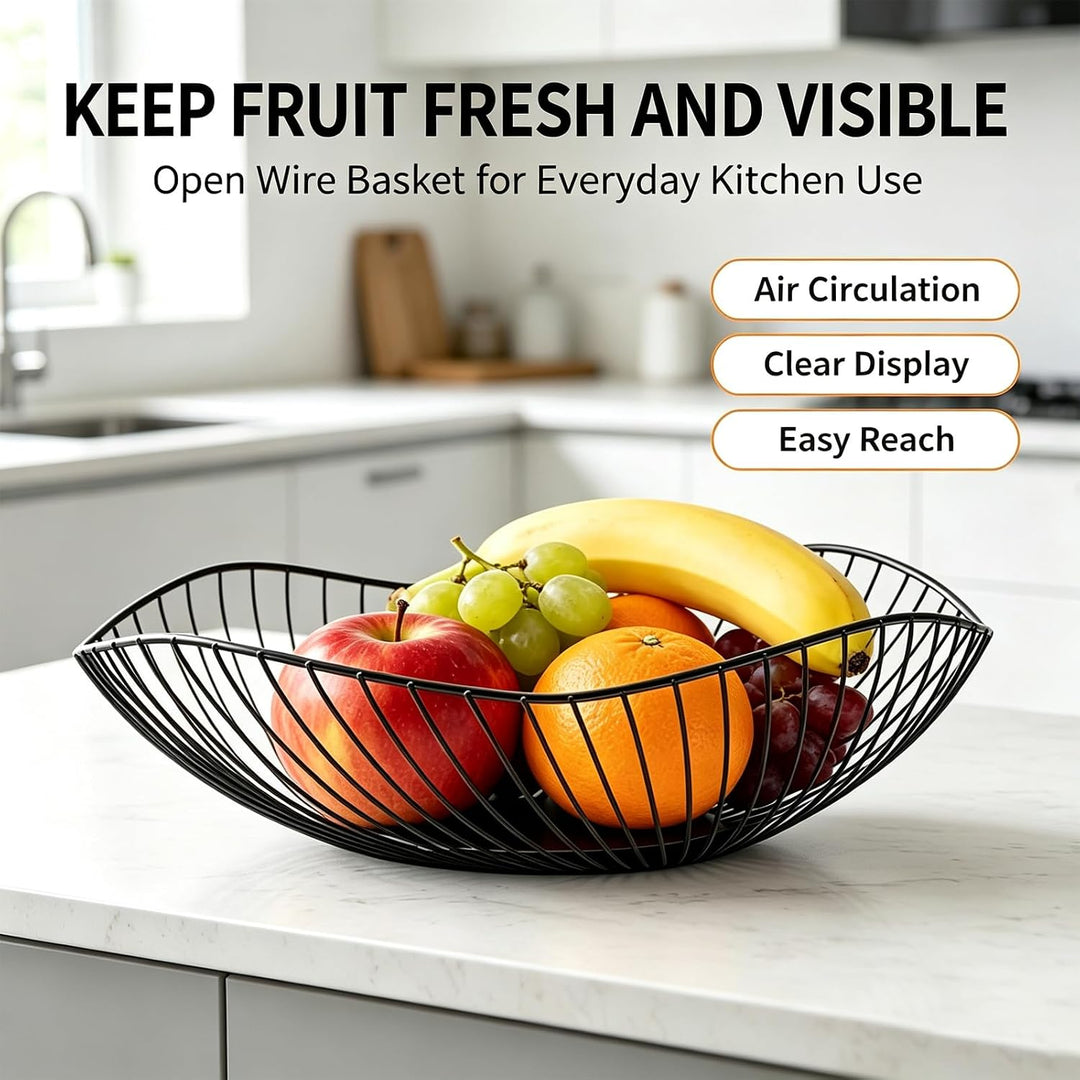 Obstschale aus Metall, Schwarze Obstschale Metall, Fruit Basket Bowl, Handgeschweisst, Starke Tragfä