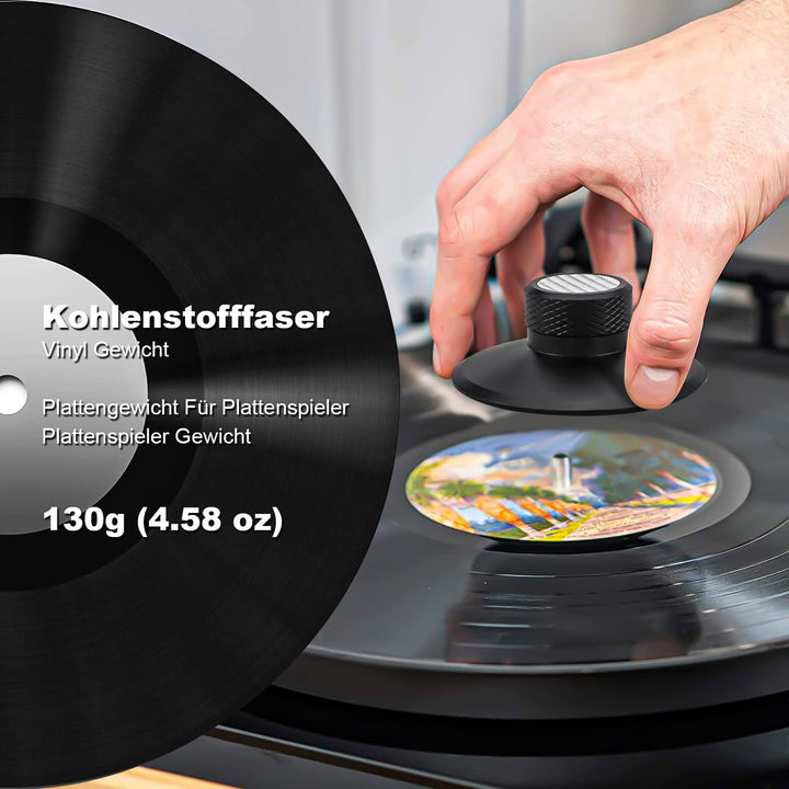 Brollitest Carbonfaser-Schallplattengewichtsscheibe, Vinyl-Gewichtsstabilisator, Schallplattenklamme