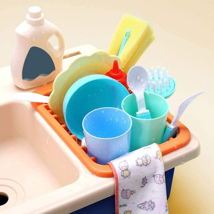 Küchenspüle Spielzeug Set mit Wasserkreislauf Geschirrspüler,Spülbecken Kinder Utensilien Geschirrzu