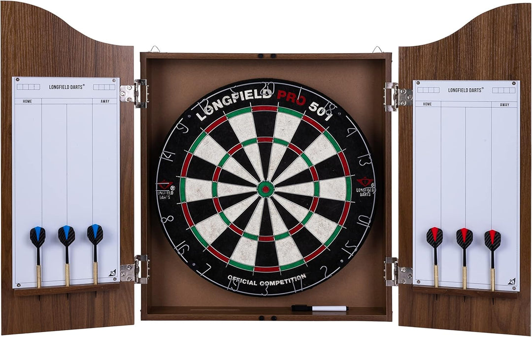 Holz Dartschrank, sisal Dartscheibe, inbegriffen 6 Darts 18gr und Zubehör Kastanie, Kastanie