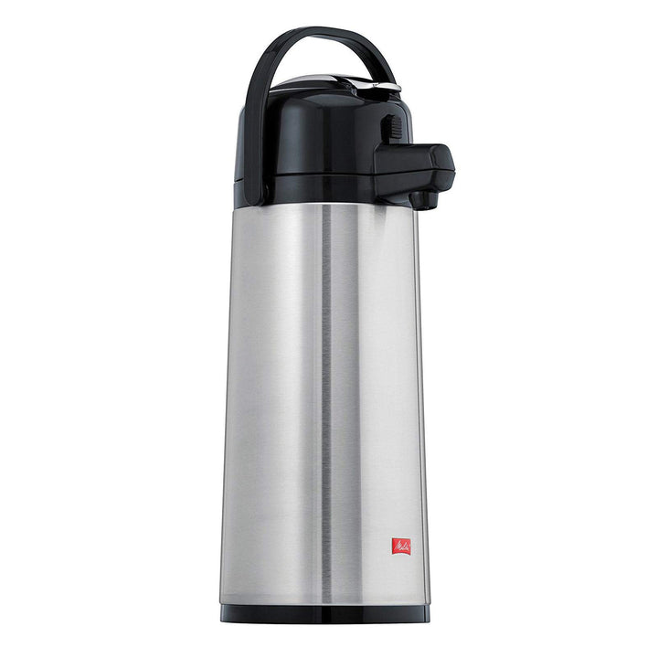 Melitta Pump-Isolierkanne, 2,2 l, ca. 16 Tassen, Glaskolben, Edelstahl, Silber/Schwarz 2200 ml Glask