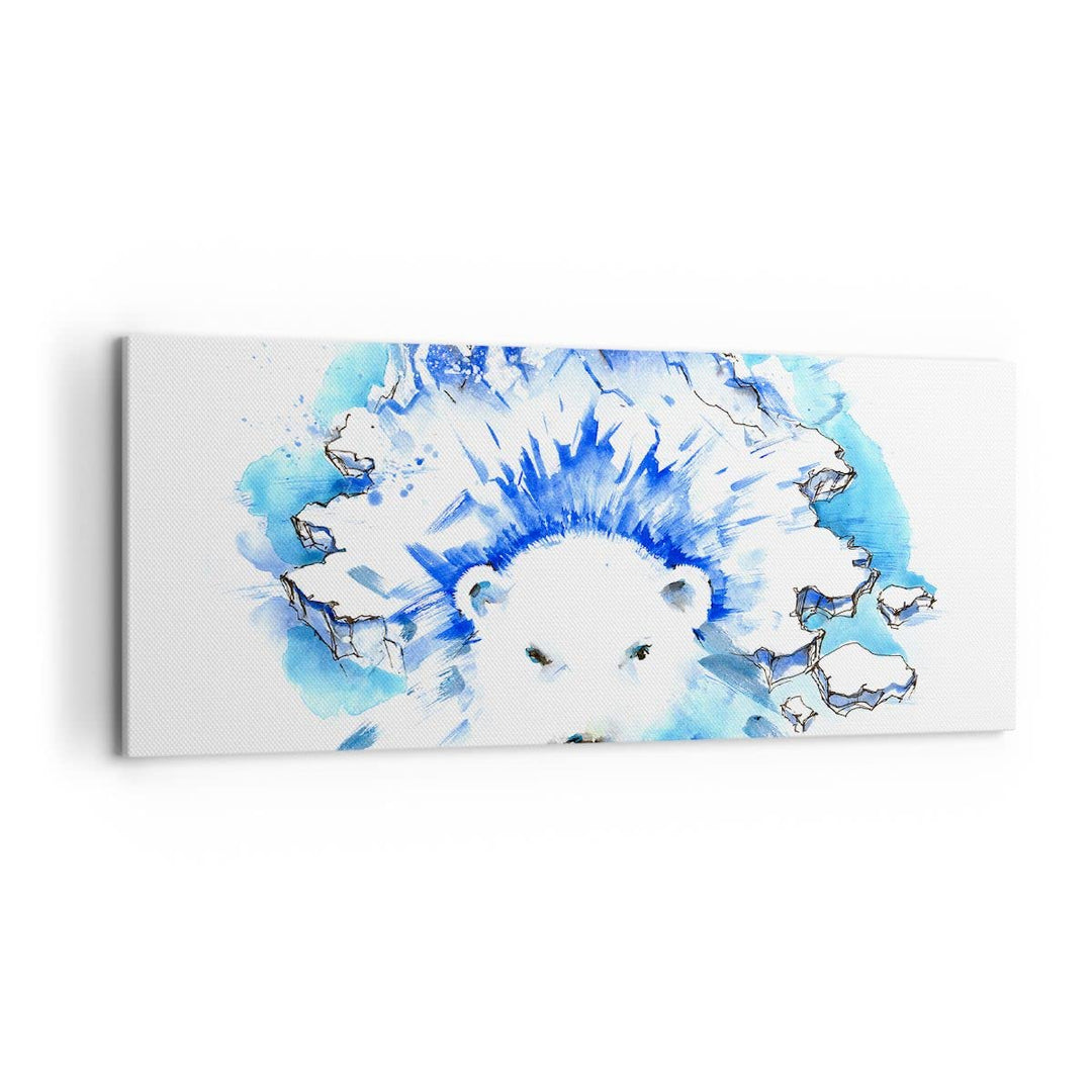 Wandbilder Dekoration Wohnzimmer Bär Eis Winter Arktis Panorama Bilder auf Leinwand 120x50cm Leinwan
