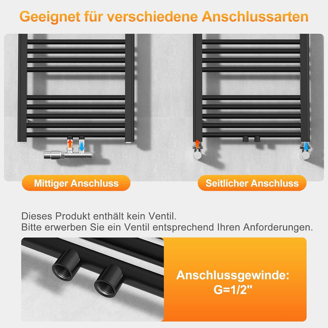 YEAUPE PRO Badheizkörper 1200x500 mm Wandmontiert, Handtuchheizkörper Handtuchhalter Handtuchwärmer