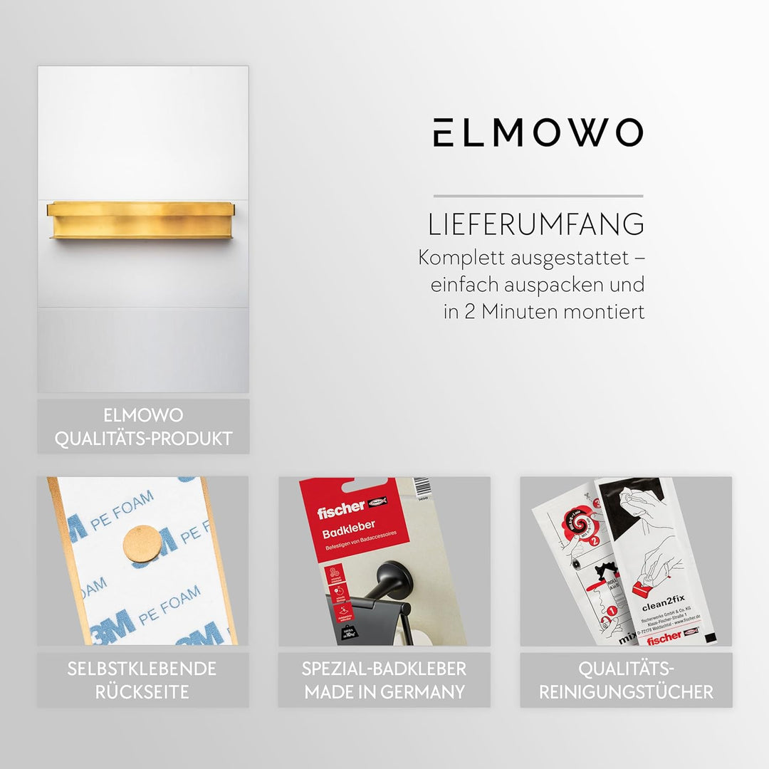 Premium Edelstahl Handtuchhalter ohne Bohren selbstklebend inkl. Spezialkleber (extrem sicherer Halt