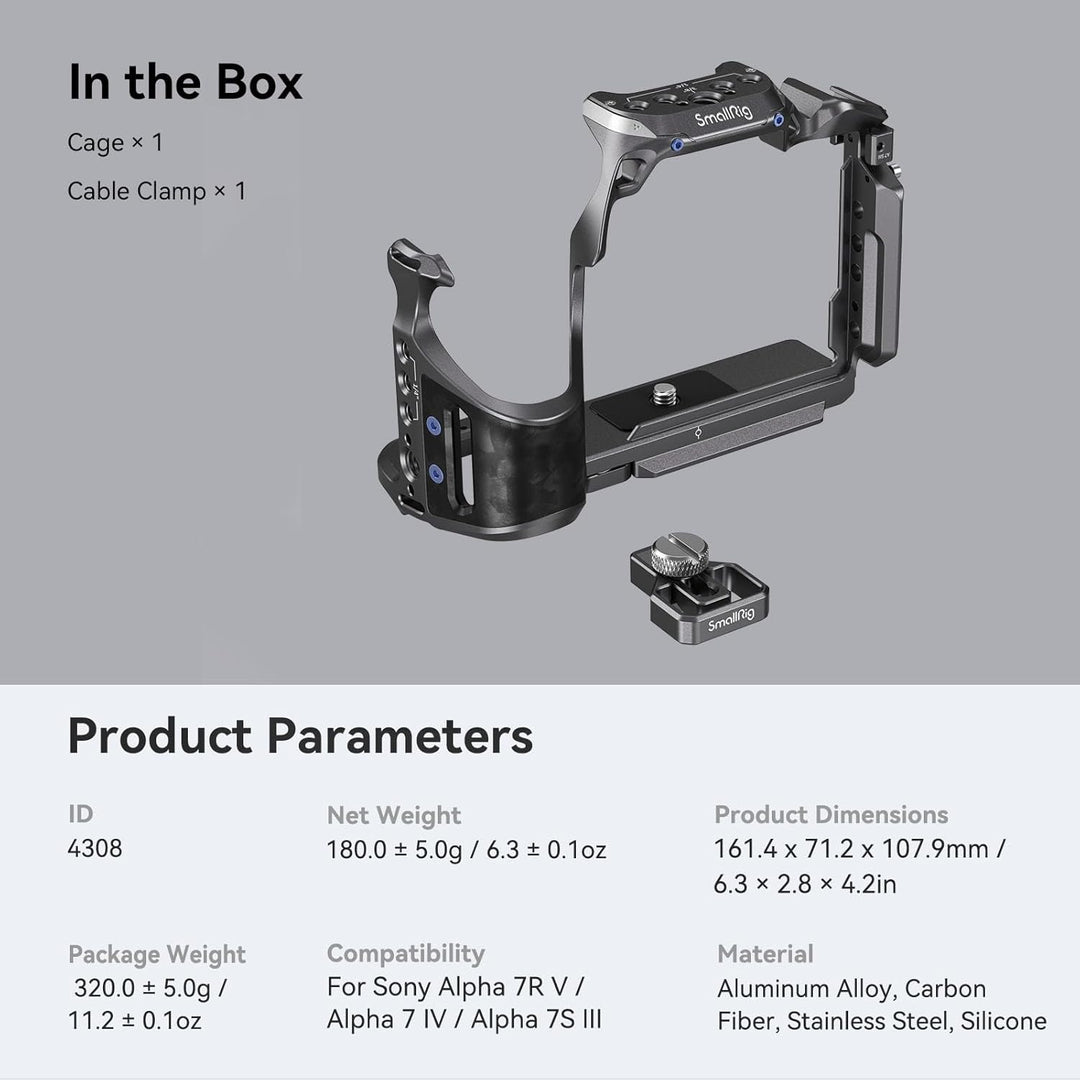SMALLRIG Cage Kit mit Kabelklemme für Sony Alpha 7R V/Alpha 7 IV/Alpha 7S III, Kamerakäfig mit Mehre