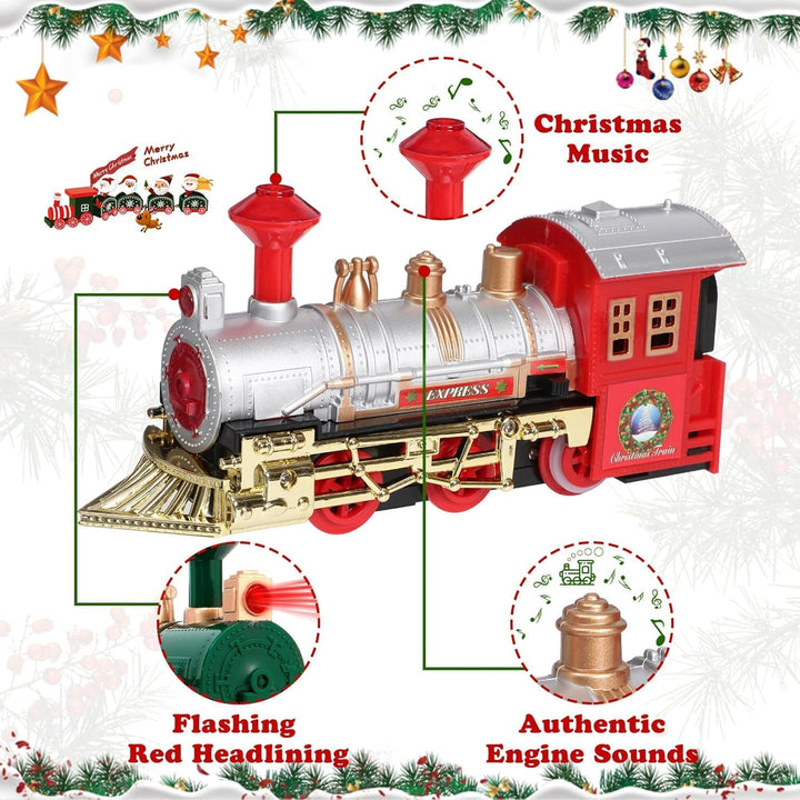 Niumowa Weihnachtszug-Set, Eisenbahn Kinder Elektrisch mit Sounds, Weihnachtszug um den Weihnachtsba