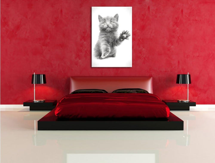 Babykatze Kohle Effekt, Format: 100x70 auf Leinwand, XXL riesige Bilder fertig gerahmt mit Keilrahme