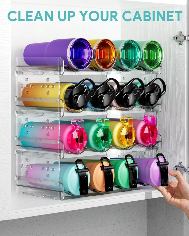 ItMvmt 4 Tier Wasserflasche Veranstalter für Kabinett, stapelbar Wasserflasche Lagerung Rack für Küc