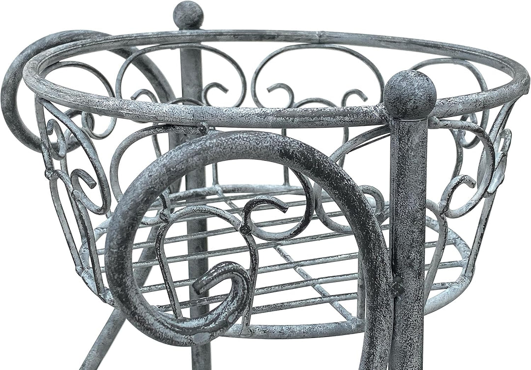 DanDiBo Blumentreppe Metall Grau 75 cm Blumenständer mit 3 Ablagen 96011 Blumensäule Pflanzenständer