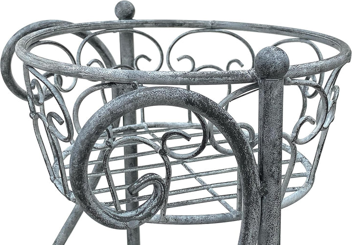 DanDiBo Blumentreppe Metall Grau 75 cm Blumenständer mit 3 Ablagen 96011 Blumensäule Pflanzenständer