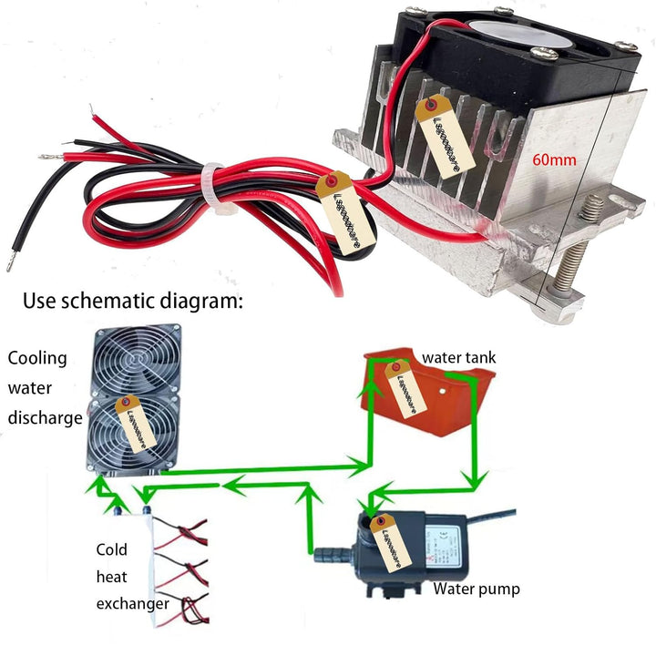 Lsgoodcare 12V Thermoelektrisches Peltier Kühlsystem, Halbleiterkühlung Kühler DIY Kit Mini Air Cond