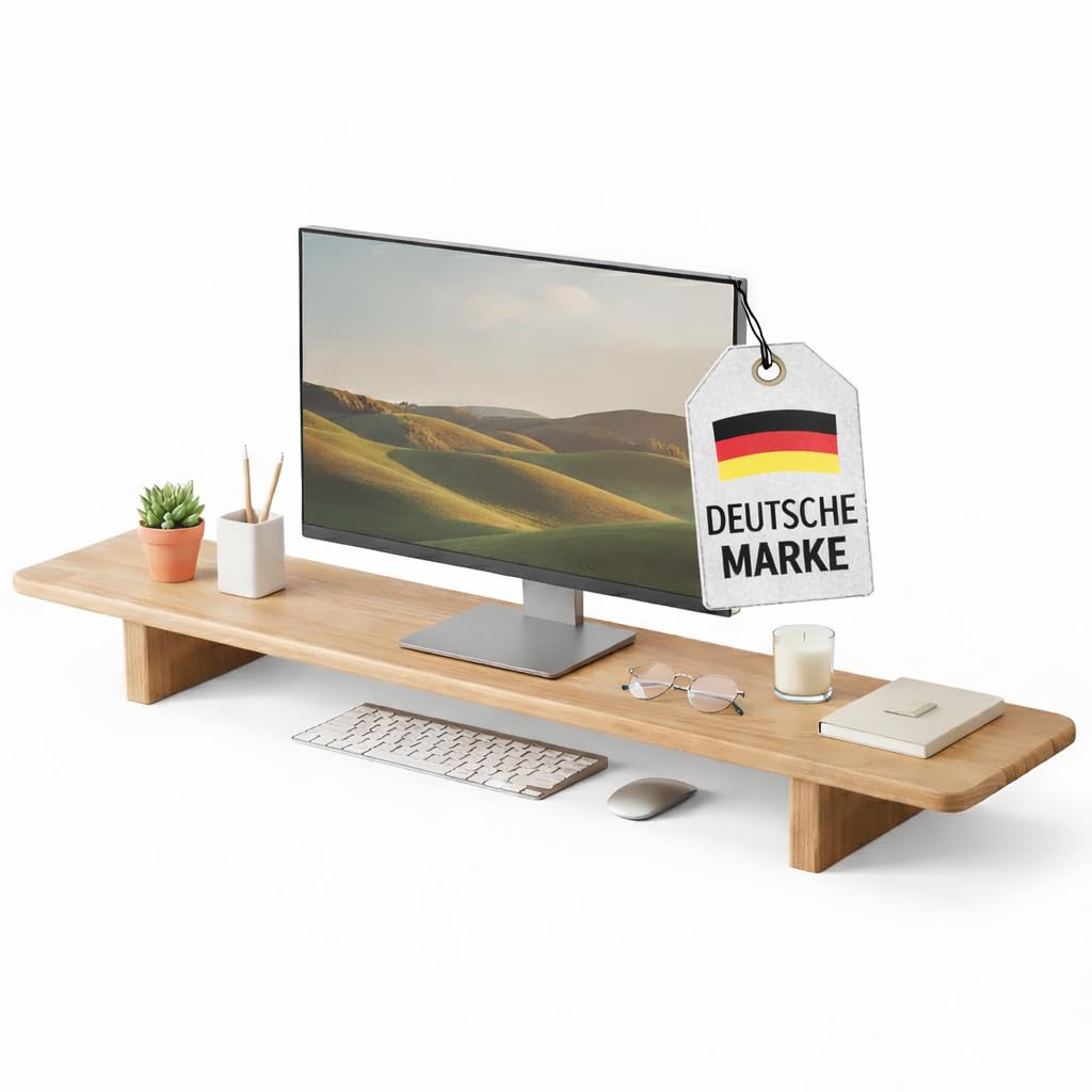 Monitor Ständer aus Holz, Ergonomischer Bildschirmerhöhung Schreibtischorganizer, Naturholz Desktop