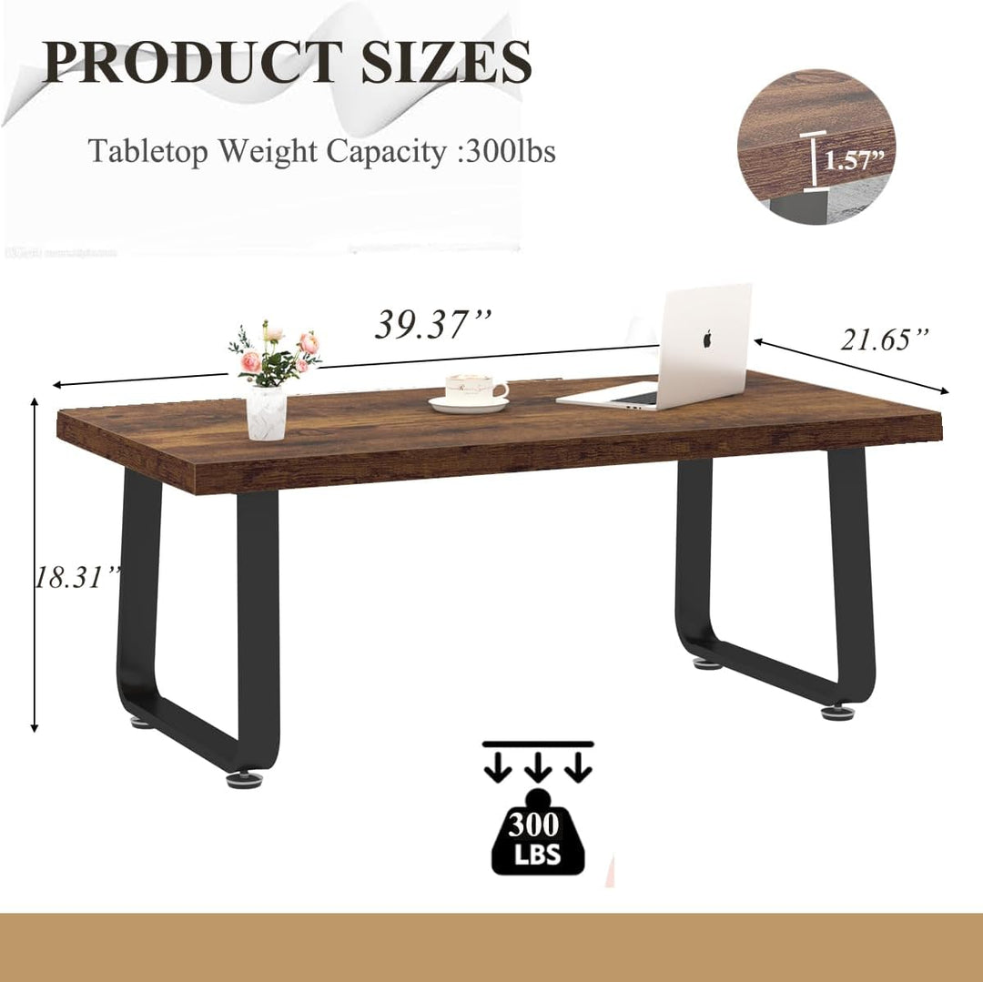 HSH Couchtisch Holz, Industrie Design Wohnzimmertisch Holz und Metall-Mitteltisch, Couchtisch Klein